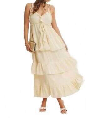 NEW IN FEBRUARY call for romance ruffled wool dobby maxi dress in yellow